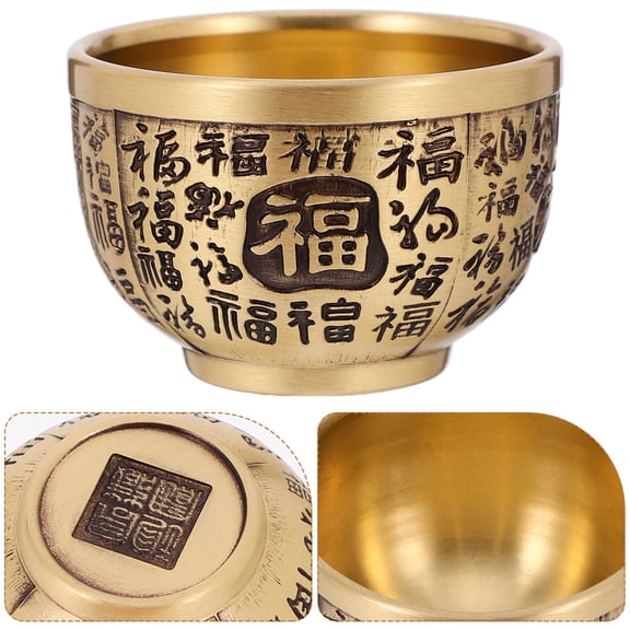 AURARMLET Brass Fortune Bowl Decorative Storage Basin Multi and Office Tabletop Decoration 5.5 x 5.5 x 2.5 Inches