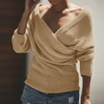 thumbnail image 5 of Long Sleeve Sweaters for Women Womens Tops Long Sleeve Womens Fashion Solid Color Long Sleeve V-Neck Off-The-Shoulder Fallow Sweater Womens Long Sleeve Tops Long Sleeve Womens Tops, 5 of 5