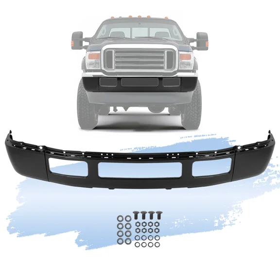 Kojem Front Bumper Face Bar for 2005-2007 Ford F-250 F-350 Super Duty Excursion Replacement for 5C3Z17757CAA FO1002393 Bumper Impact Bar W/O Fender Flare Holes Steel Powder Coated Black