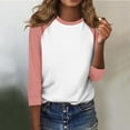 thumbnail image 5 of FNFYFH 3/4 Sleeve Baseball Tees for Women 2025 Summer Casual Crewneck Pullover Athletic Raglan Sleeve Tops Lightweight Patchwork Blouses, 5 of 7