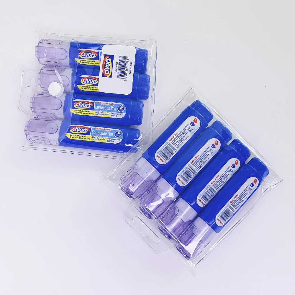 4-Piece Correction Fluid Set: Strong Coverage, Quick-Dry, Smudge-Proof – Ideal for Error Correction