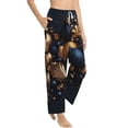 thumbnail image 6 of Salouo Elegant Golden Blue Ornaments Print Women's Pajama Pants Casual Loose Sweatpants PJs Flowy Pants Drawstring Palazzo for Women Wide Leg Pants Lounge Pajama -Small, 6 of 8