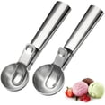 thumbnail image 1 of Juego de cucharas para helado, cuchara para helado portátil de acero inoxidable con gatillo y mango cómodo, cuchara para helado perfecta para helados de bricolaje, yogur congelado, frutas, galletas,, 1 of 5