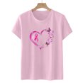 thumbnail image 2 of Tops Para Mujer, Camisas de Concientización Sobre El Cáncer de Mama Con Cinta, Blusas, Camiseta de Manga Corta Informal Con Estampado de Manga Corta Para Mujer, Camiseta de Cuello Redondo Odeerbi  ODB152453, 2 of 4