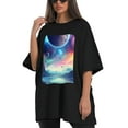 thumbnail image 4 of Plus Size Shirt for Women Black Tops for Women Short Sleeves Shirt for Women Galaxy T Shirt Crewneck Shirt for Women XS, 4 of 5