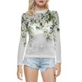 thumbnail image 1 of Gibobby Blusas Manga Larga Mujer Blusa de manga larga con cuello redondo a la moda de verano para mujer, camisa estampada superior semitransparente, camisa inferior（Beige， XXXXXL), 1 of 4