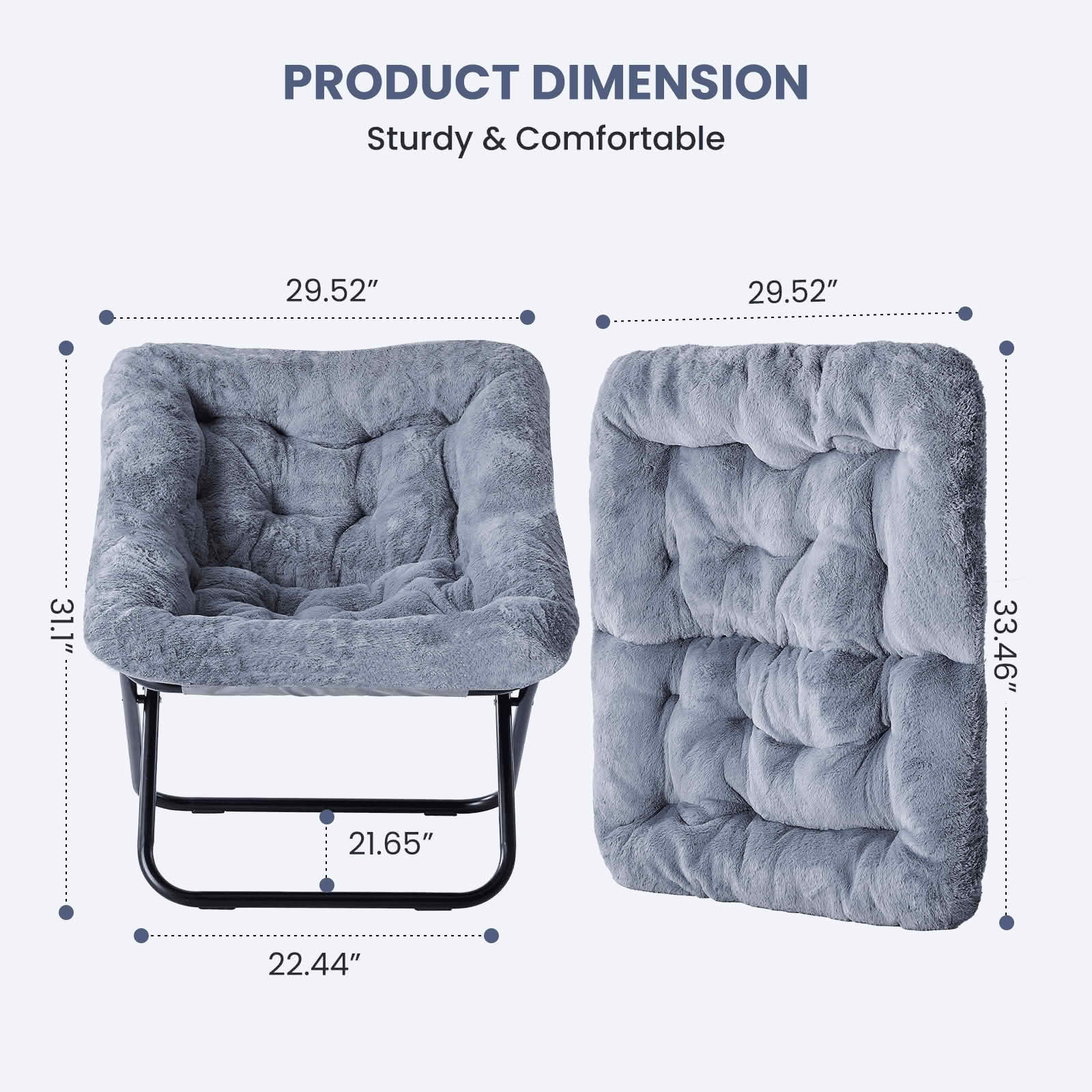 MAYEERTY Faux Fur Folding Lounge Chair Soft Large