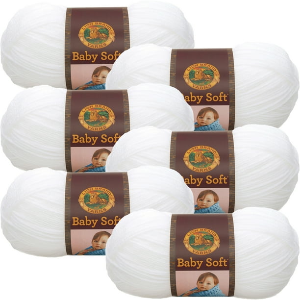 Lion Brand Baby Soft YarnWhite, Multipack Of 6