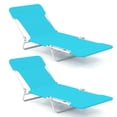 thumbnail image 1 of Costway 2 PCS Outdoor Folding Chaise Lounge with Carry Strap, Metal Frame for Patio Poolside Navy, 1 of 10