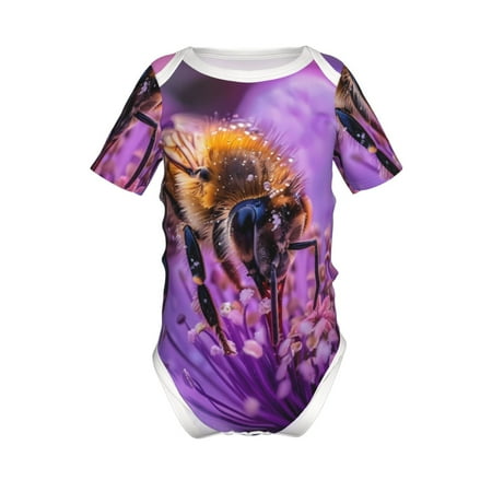 

Junzan Closeup Honeybee on Flower Print Short-Sleeve Baby Climbing Clothes Bodysuits for Infant One-Piece for Baby Boys & Girls Baby Clothes Baby Romper with Snap Closure-6 Months