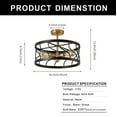 thumbnail image 2 of 3-Light Semi Flush Mount Ceiling Light,Rustic Vintage Wood Ceiling Light Fixture With Gold Interior for Entryway, Hallway, Foyer, Dining Room, Living Room, 2 of 6