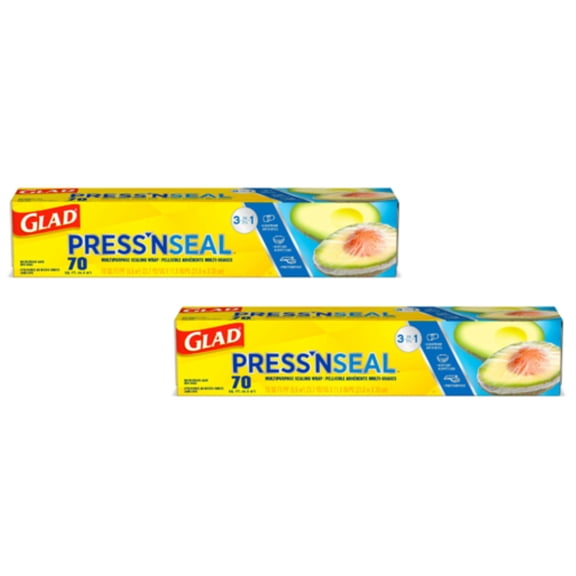 Glad Press'n Seal Plastic Food Wrap, 70 Square Feet - Quantity of 2