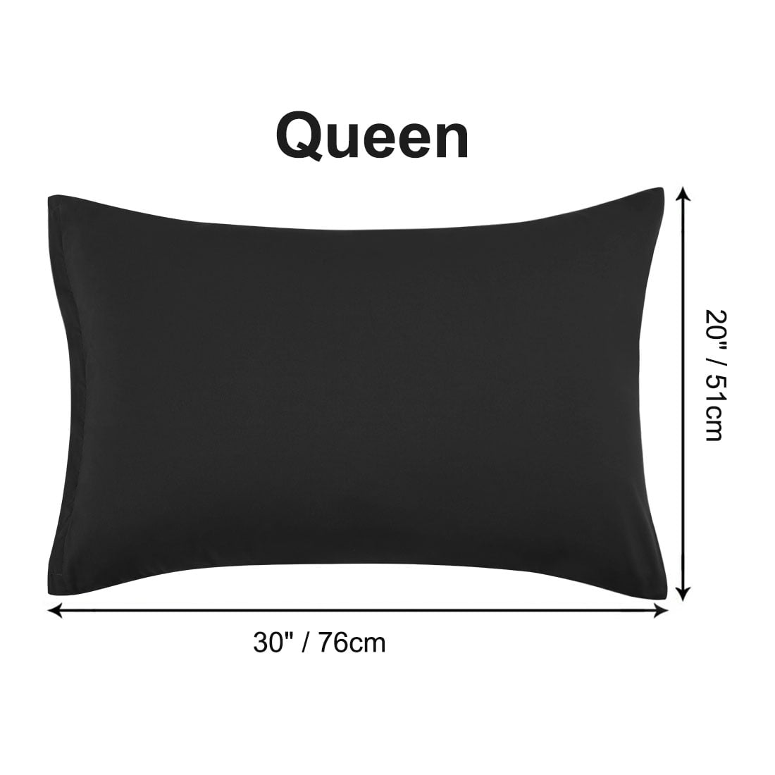 Unique Bargains 2-Piece Soft Microfiber Pillowcases, Queen, Black