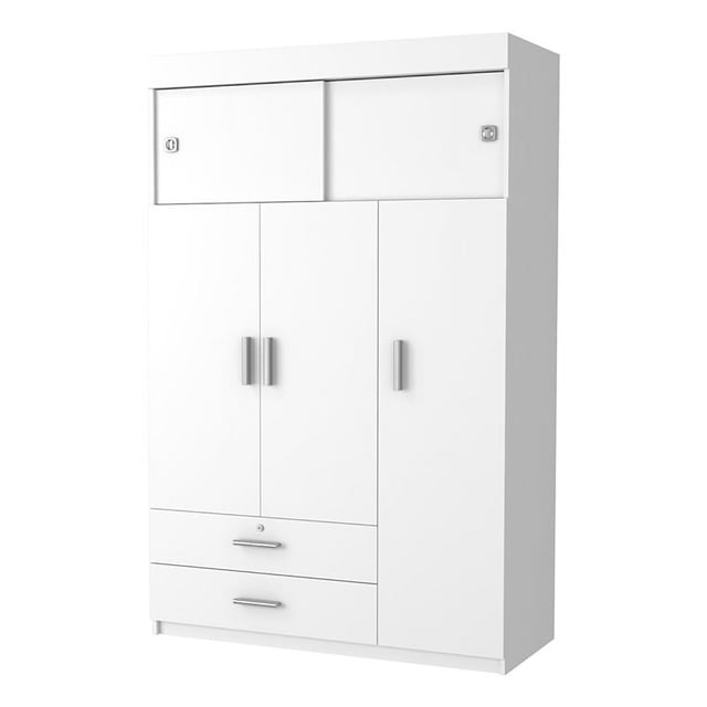 Atlin Designs Armoire de Chambre Spacieuse en Bois Moderne à 2 Portes en Blanc