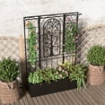 thumbnail image 5 of Oubayajia Metal Planter Box with Trellis Privacy Screen, Raised Garden Bed with Drainage Holes, 62 Inch Tall(Black), 5 of 10