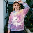 thumbnail image 2 of Uorisanigo Girls Half Zip Cropped Pullover Sweatshirt Rainbow Axolotl Long Sleeve Pullover Top Oversized Sweatshirts for Kids Quarter Zip Hoodies for Fall Winter Spring, 2 of 7