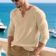 thumbnail image 5 of pstuiky camisas de manga larga para hombre, Top informal holgado de color liso con medio botón, mangas largas y cuello redondo para hombre tops de invierno para hombre xxl, 5 of 9