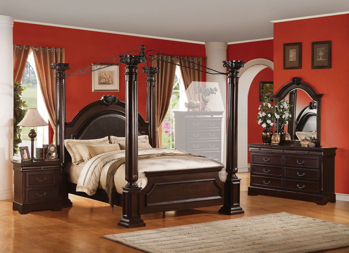 1PerfectChoice Roman Empire 4pcs Cherry Cal King Canopy ...