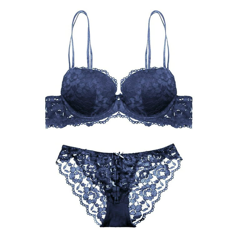 Soma Women's Wildflower Embroidered Push-up Bra In Navy Blue Size