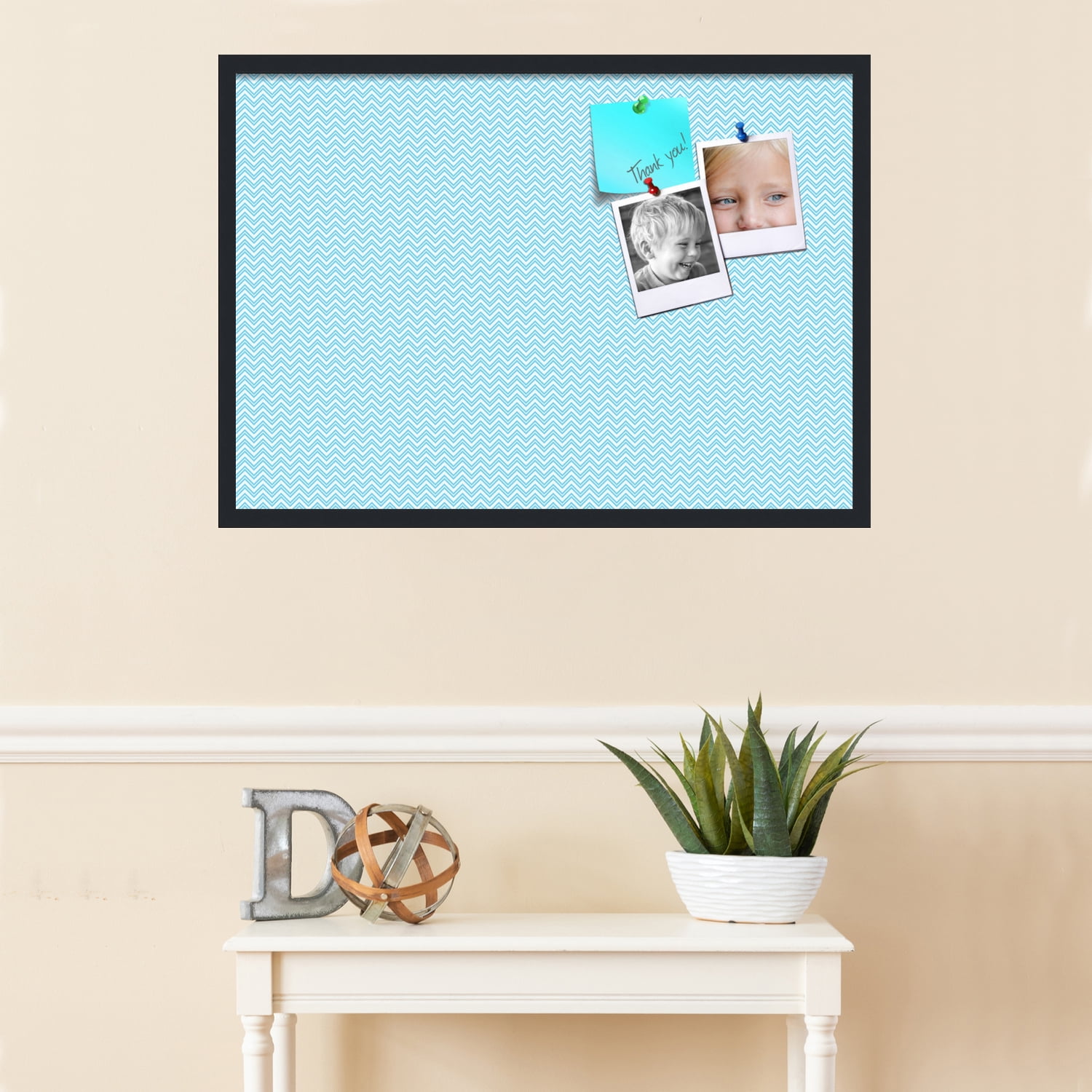 PinPix ArtToFrames 32x22 Custom Cork Bulletin Board    Poster Board Has a Fabric Style Canvas Finish, Framed in Satin Black (PinPix-247)