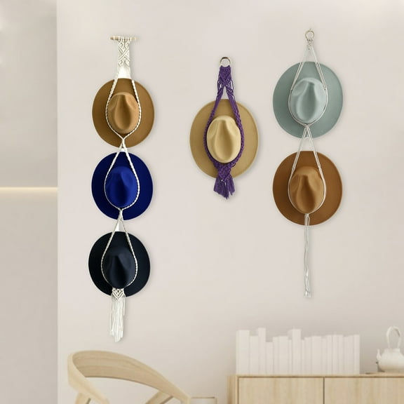 Leaveforme Hat Hanger Space-saving Decorative Handmade Bohemian Wall Hanging Hat Holder with Tassels for Home