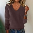 thumbnail image 5 of Jalioing Women's V Neck Sweaters Long Sleeve Solid Color Casual Knit Tops Cotton Loose Basic Pullover Sweaters, 5 of 6