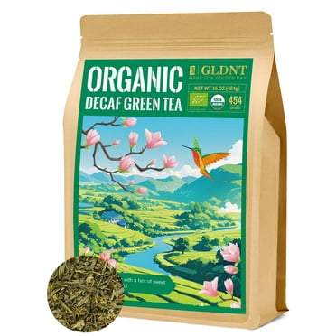GLDNT Organic Decaf Green Tea, Organic Decaffeinated Green Tea Loose leaf, Delicate & Smooth Flavor, 16oz