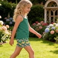 thumbnail image 6 of WAVSUF Outfit Sets for Girls Square Neck Cami Tee and Cartoon Shorts 2 Piece Sleeveless Casual Summer Breathable Clothes Green Size 13-14, 6 of 7
