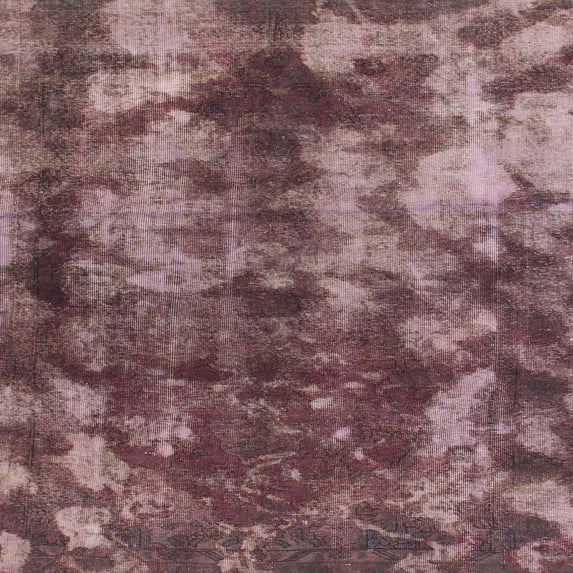 Ahgly Company Machine Washable Indoor Square Abstract Velvet Maroon Purple Area Rugs, 6' Square