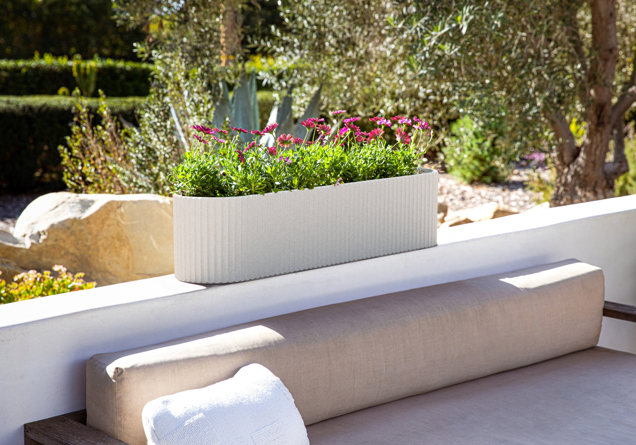 Veradek Demi Series Window Box 36" Plastic-Stone Planter - (White/2 Pack)