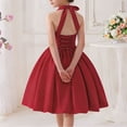 thumbnail image 6 of Girls' Halter Neck Bow Back Short Dress, Elegant Formal Party Dress for Piano Recitals 7-15 Years Red 9-10Years, 6 of 9