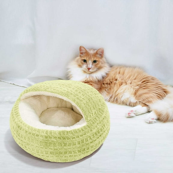 Nebwoak Warm Winter Cat Bed, Thickened Semi-Enclosed Cat Bed, Cat Sleeping Cave