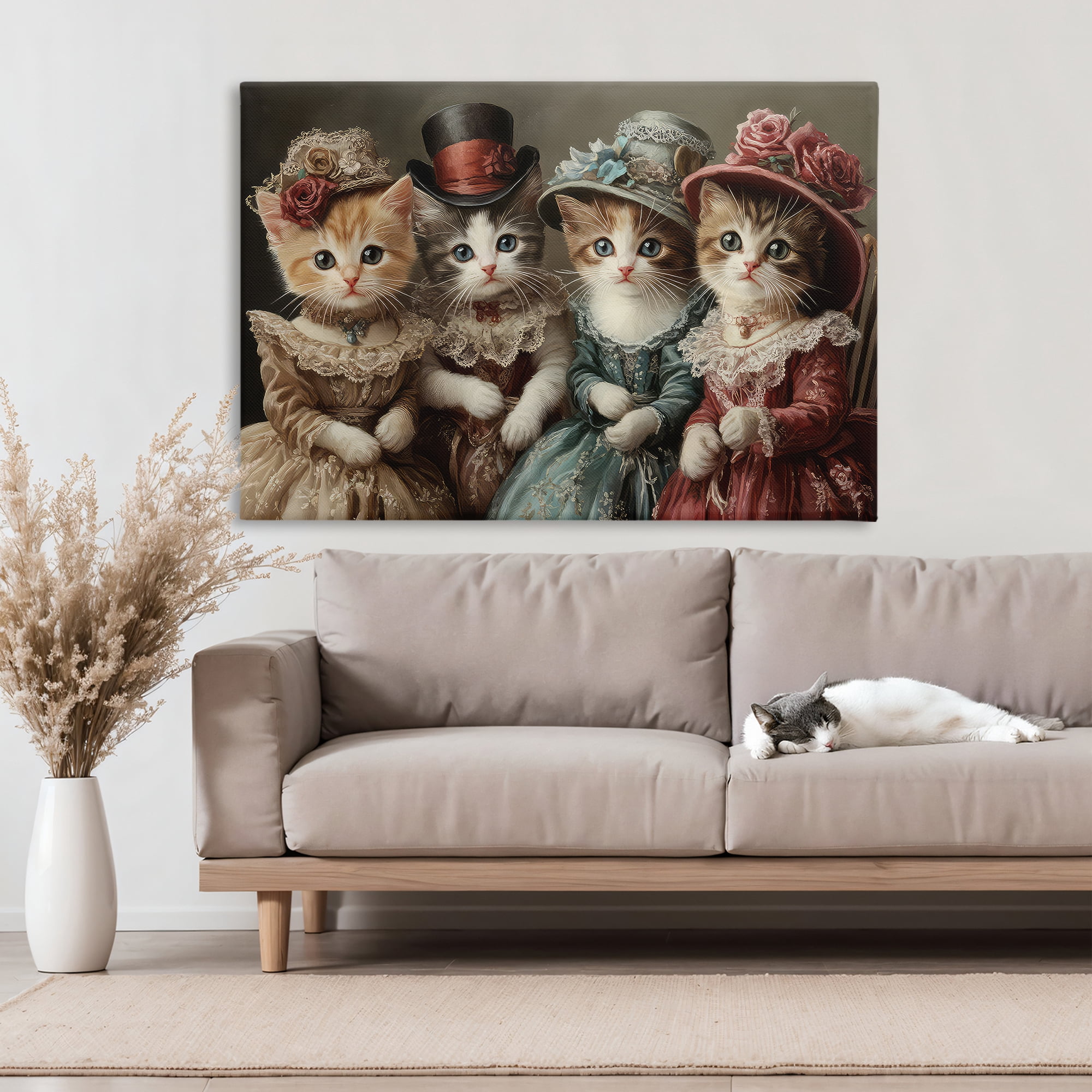 Stupell Industries Vintage Dress Kittens Canvas Wall Art, design by The Wands Want