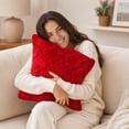 thumbnail image 6 of SLYNSHome Fall Throw Pillow with Insert,Red Embossed Maple Leaf 45x45 cm Soft Plush Cushion, Autumn Decorative Pillow for Sofa Couch Living Room Thanksgiving Home Decor, 6 of 7