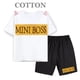 thumbnail image 3 of Conjunto de 2 piezas para bebés recién nacidos, niños y niñas de 2 a 14 años, camiseta de manga corta con estampado de letras informal de verano y pantalones cortos, atuendo deportivo, 3 of 4