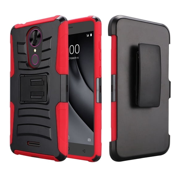 GSA Car Armor Holster Case w/Kickstand for Alcatel Onyx - Black/Red
