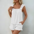 thumbnail image 2 of SUNBS Pajamas Set for Women Lounge Sets Ruffle Pj Soft Tank Top and Shorts Sleepwear Set Bridal 2 Piece Outfit, 2 of 10