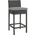 thumbnail image 1 of Modern Contemporary Urban Design Outdoor Patio Balcony Garden Furniture Bar Side Stool Chair, Sunbrella Rattan Wicker, Grey Gray, 1 of 1