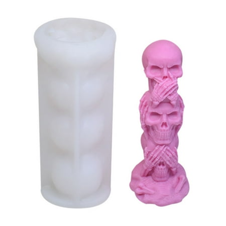

3D Skeleton Candle Mold Reusable Halloween Candle Moulds DIY Ghost Head Aromatherapy Silicone Mold for Making Cakes Chocolates and Candies