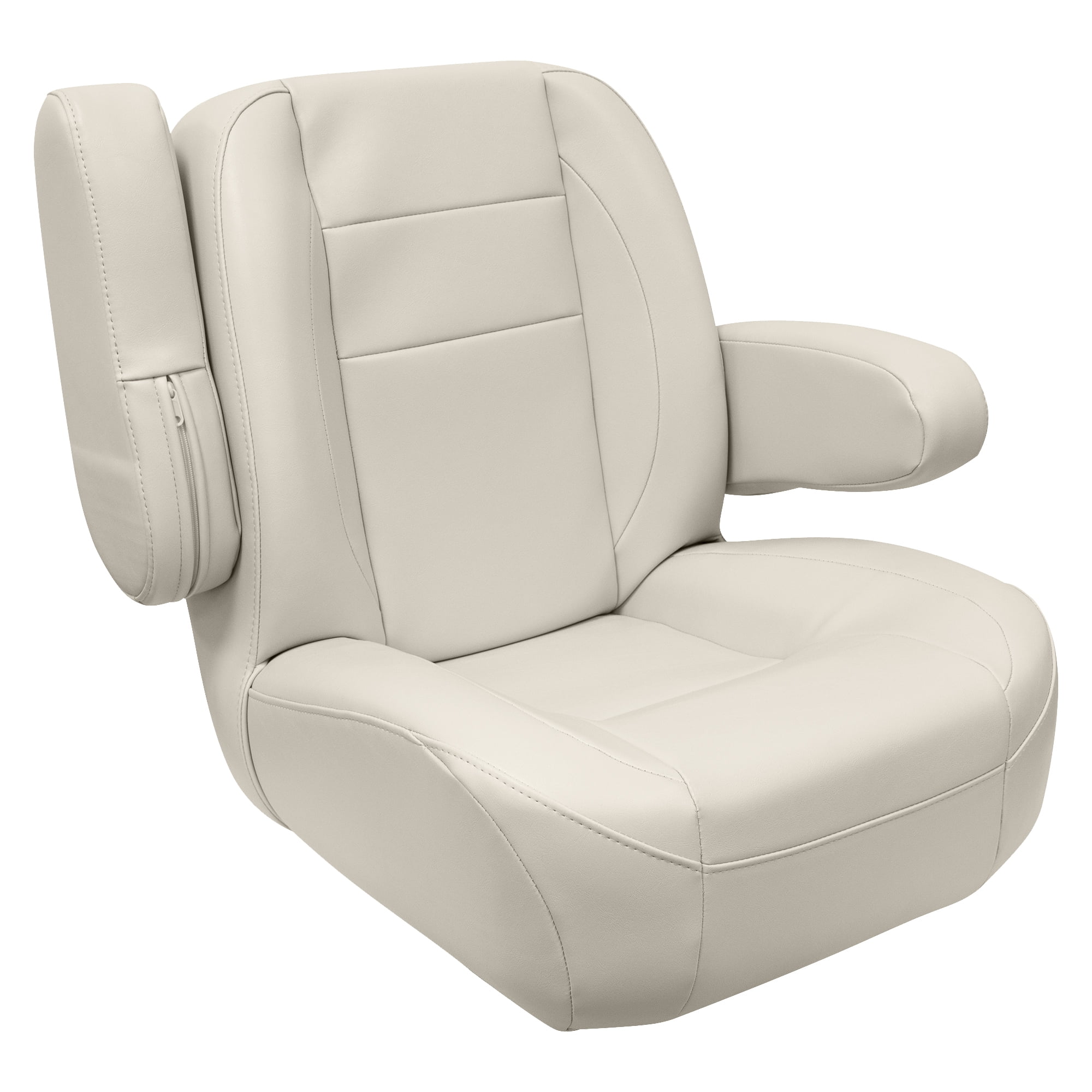 Wise 3127-990 Premier Series Mid Back Pontoon Helm with Flip Up Arm Rests, Platinum
