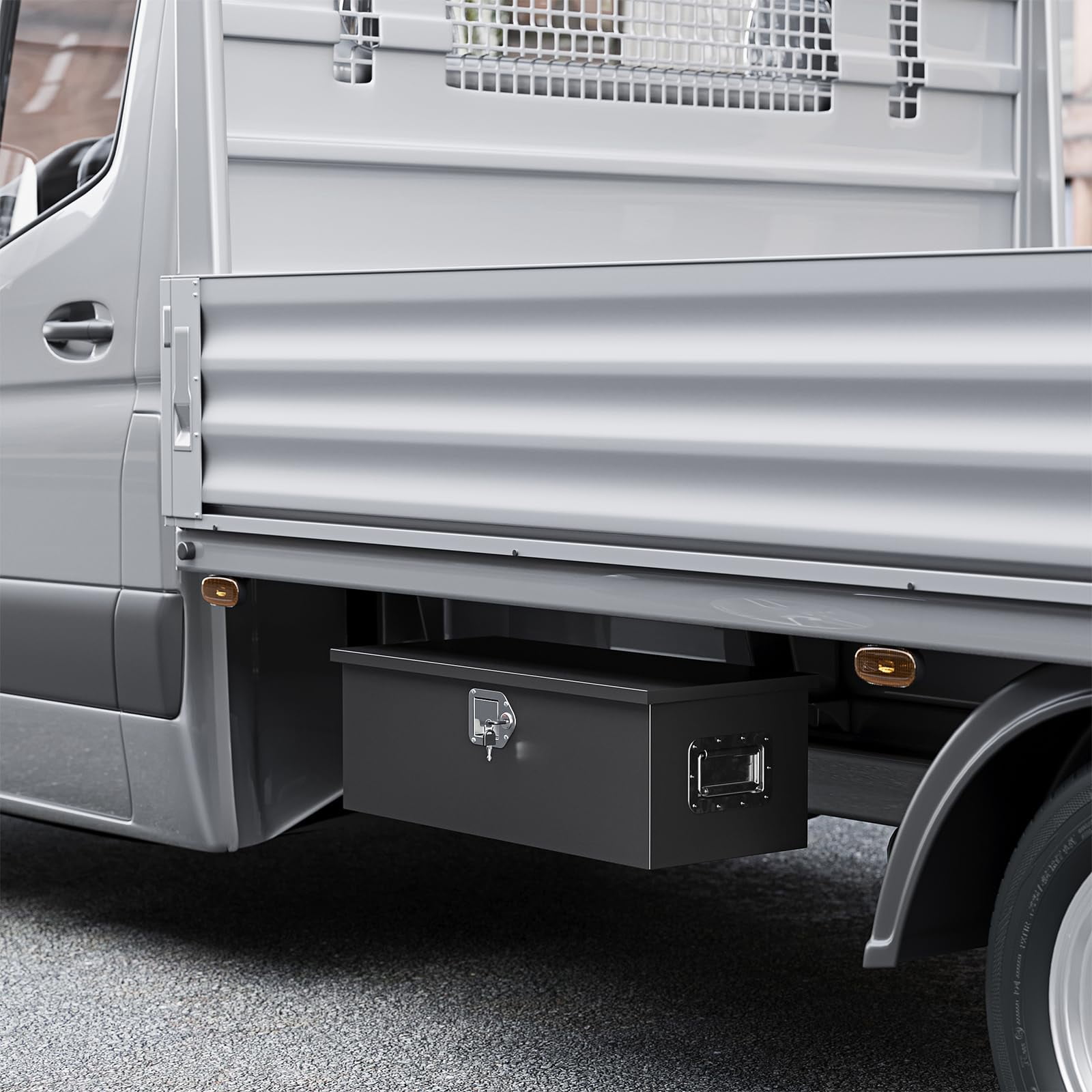 MIIIKO 30 Inch Steel Heavy Duty Truck Bed Tool Box, Trailer Tongue Tool Box with Lock and Keys, Utility Trailer Tool Box for Truck, Pickup, RV, Trailer