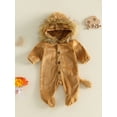 thumbnail image 5 of Cjfdfy Newborn Baby Boy Girl Halloween Costumes Lion Costume Footed Jumpsuit Long Sleeve Hooded Romper With Faux Mane And Tail Cute Halloween Party Cosplay Fall Winter Outfit, 5 of 9