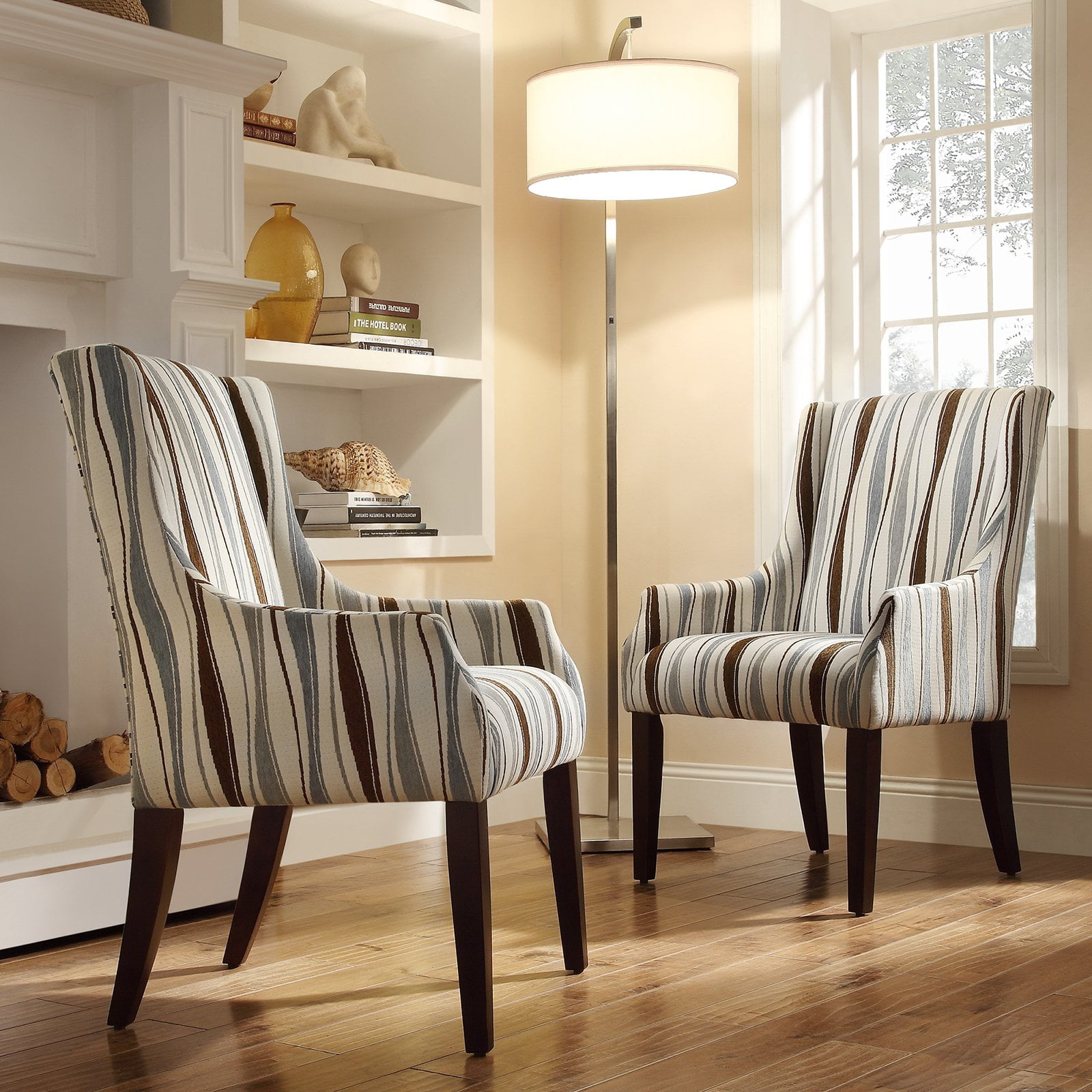 Weston Home Wavy Striped Fabric Accent Chair with Sloping Track Arm ...