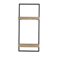 thumbnail image 2 of Benjara Yin 27" Wall Shelf with 2 Tiers- Rectangular Black Iron- Brown Wood, 2 of 6