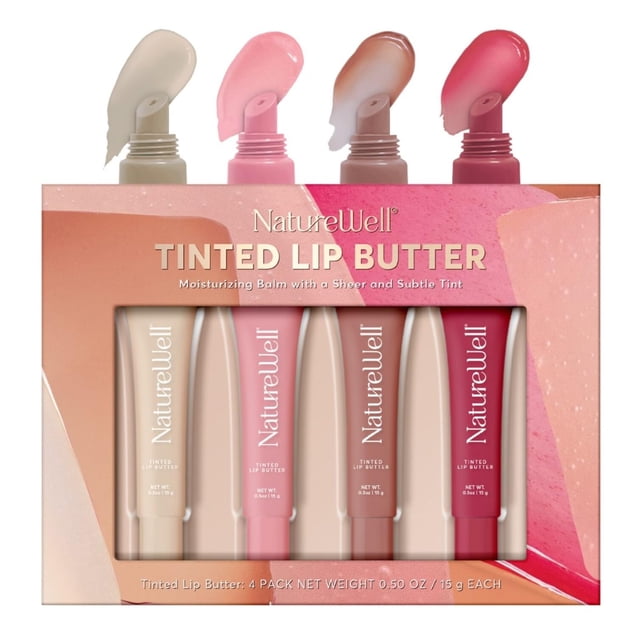 Paquete variado de cremas labiales con color NATURE WELL, 15 ml x 4 unidades, vainilla