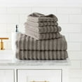thumbnail image 3 of Modern Threads Wavy 6-Piece Adult Bath Towel Set, Quick Dry 100% Luxury Cotton, Gray, 3 of 6