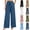 Blue, variant on Womens Wide Leg Sweatpants Pleated Elastic Waist Tie Flowy Lounge Pants Winter Casual White 2XL