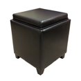 thumbnail image 1 of Armen Living Pouf de Rangement Contemporain avec Plateau en Marron, 1 of 1