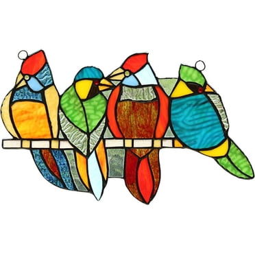 Chloe Tropical Birds Tiffany Style Animal Design Window Panel 16 X 9 Walmart Com