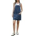 thumbnail image 2 of INSPIRE CHIC Denim Overall Dress for Women's Casual Summer Loose Romper Sleeveless Jean Mini Dress XS Blue, 2 of 6